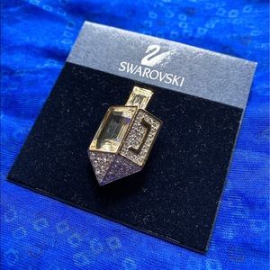 Swarovski Crystal Dreidel Pin Brooch